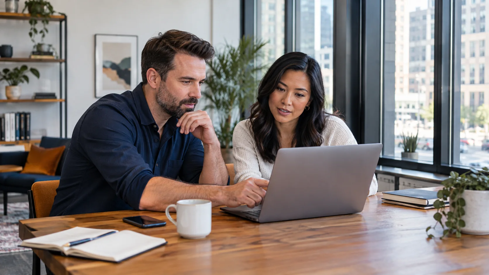 Small business team collaborating in a modern office